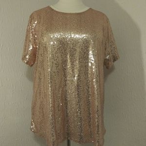 Southern Stitch Beige Sequined Lined Top